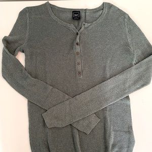 GAP Green Waffle Knit Henley